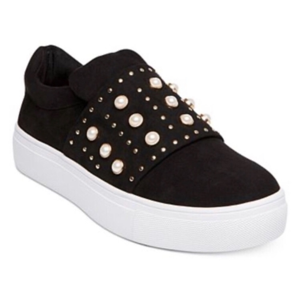 Steve Madden Black Studded Slip On Sneakers - Picture 1 of 5